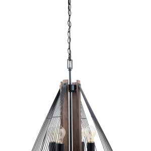 Brio Lighting - ZE104BLK - Four Light Pendant - Zenith - Painting Black+Wooden
