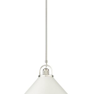 Millennium - 20901-PN/MW - One Light Pendant - Artistan - Polished Nickel/Matte White