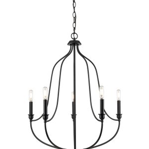 Millennium - 98005-MB - Five Light Chandelier - Senoia - Matte Black