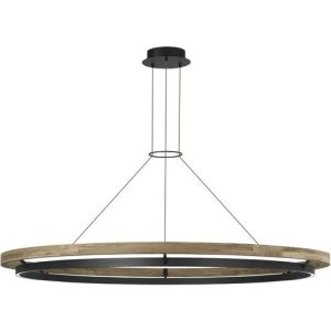 Visual Comfort Modern - SLCH30030BW - LED Chandelier - Grace - Matte Black/Weathered Oak Wood
