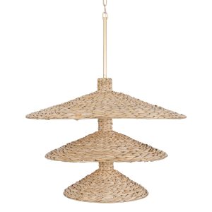 Varaluz - 502P15FGN - 15 Light Pendant - Hilton Head - French Gold/Natural Seagrass