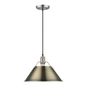 Golden - 3306-L PW-AB - One Light Pendant - Orwell - Pewter