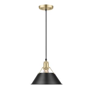 Golden - 3306-M BCB-BLK - One Light Pendant - Orwell - Brushed Champagne Brass