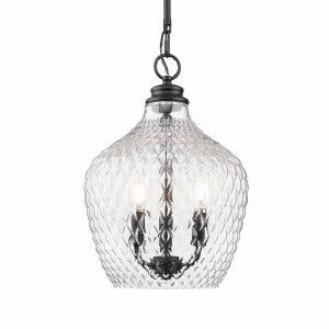 Golden - 1088-3P BLK-CLR - Three Light Pendant - Adeline - Matte Black