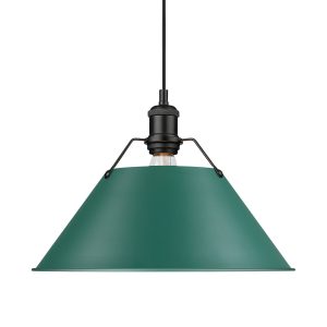 Golden - 3306-L BLK-GN - One Light Pendant - Orwell - Matte Black