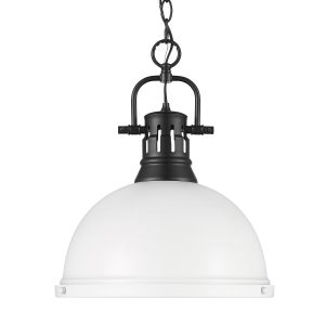 Golden - 3602-L BLK-WHT - One Light Pendant - Duncan - Matte Black