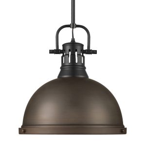 Golden - 3604-L BLK-RBZ - One Light Pendant - Duncan - Matte Black