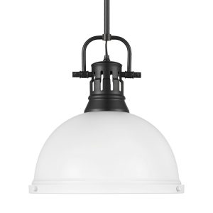 Golden - 3604-L BLK-WHT - One Light Pendant - Duncan - Matte Black