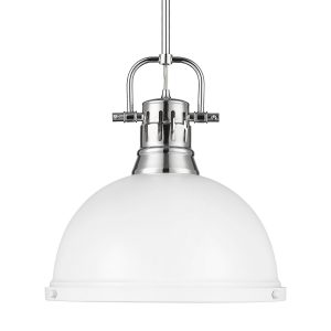 Golden - 3604-L CH-WHT - One Light Pendant - Duncan - Chrome