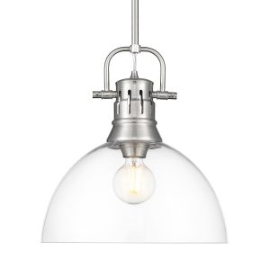 Golden - 3604-L PW-CLR - One Light Pendant - Duncan - Pewter