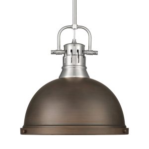 Golden - 3604-L PW-RBZ - One Light Pendant - Duncan - Pewter