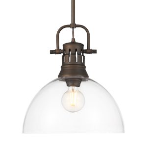 Golden - 3604-L RBZ-CLR - One Light Pendant - Duncan - Rubbed Bronze