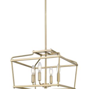 Millennium - 19104-VB - Four Light Pendant - Nellita - Vintage Brass