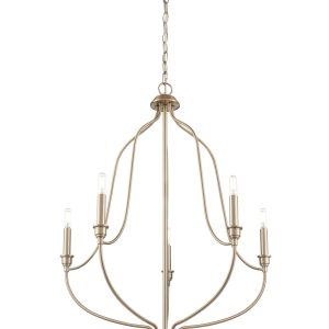 Millennium - 98005-MG - Five Light Chandelier - Senoia - Modern Gold