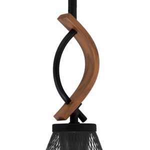 Toltec Lighting - 2901-MBWG-805-MB - One Light Mini Pendant - Monterey - Matte Black & Painted Wood-look Metal