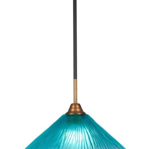 Toltec Lighting - 3401-MBBR-715 - One Light Pendant - Paramount - Matte Black & Brass