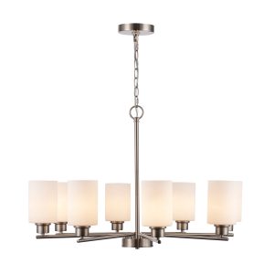 Trans Globe Imports - 72028 BN-FR - Eight Light Chandelier - Kai - Brushed Nickel / Frosted
