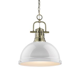 Golden - 3602-L AB-WH - One Light Pendant - Duncan - Aged Brass