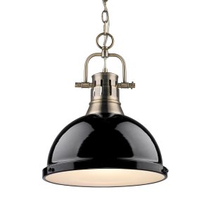 Golden - 3602-L AB-BK - One Light Pendant - Duncan - Aged Brass