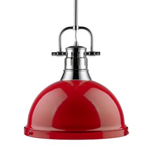 Golden - 3604-L CH-RD - One Light Pendant - Duncan - Chrome