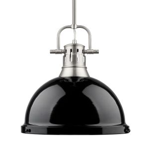 Golden - 3604-L PW-BK - One Light Pendant - Duncan - Pewter
