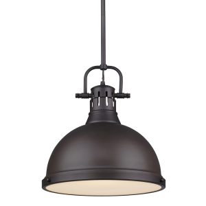 Golden - 3604-L RBZ-RBZ - One Light Pendant - Duncan - Rubbed Bronze