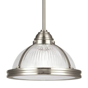 Generation Lighting - 65060EN3-962 - One Light Pendant - Pratt Street Prismatic - Brushed Nickel