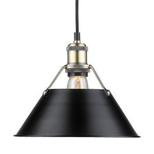 Golden - 3306-M AB-BLK - One Light Pendant - Orwell - Aged Brass