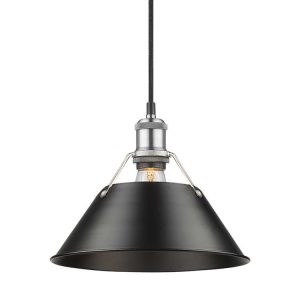 Golden - 3306-M PW-BLK - One Light Pendant - Orwell - Pewter