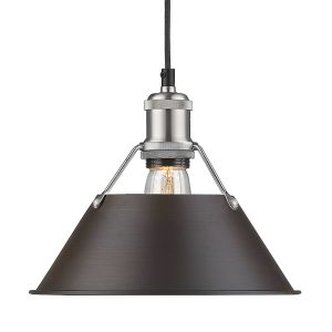 Golden - 3306-M PW-RBZ - One Light Pendant - Orwell - Pewter