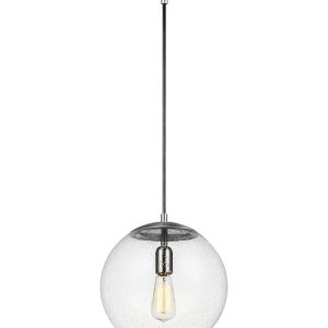 Visual Comfort Studio - 6701801-04 - One Light Pendant - Leo - Hanging Globe - Satin Aluminum