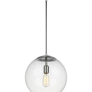 Visual Comfort Studio - 6801801-04 - One Light Pendant - Leo - Hanging Globe - Satin Aluminum