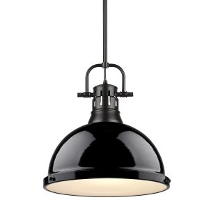Golden - 3604-L BLK-BK - One Light Pendant - Duncan - Matte Black