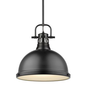 Golden - 3604-L BLK-BLK - One Light Pendant - Duncan - Matte Black